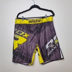 Men's RDX Jiu Jitsu UFC MMA Fight Shorts Yellow Black X- Large 35-36